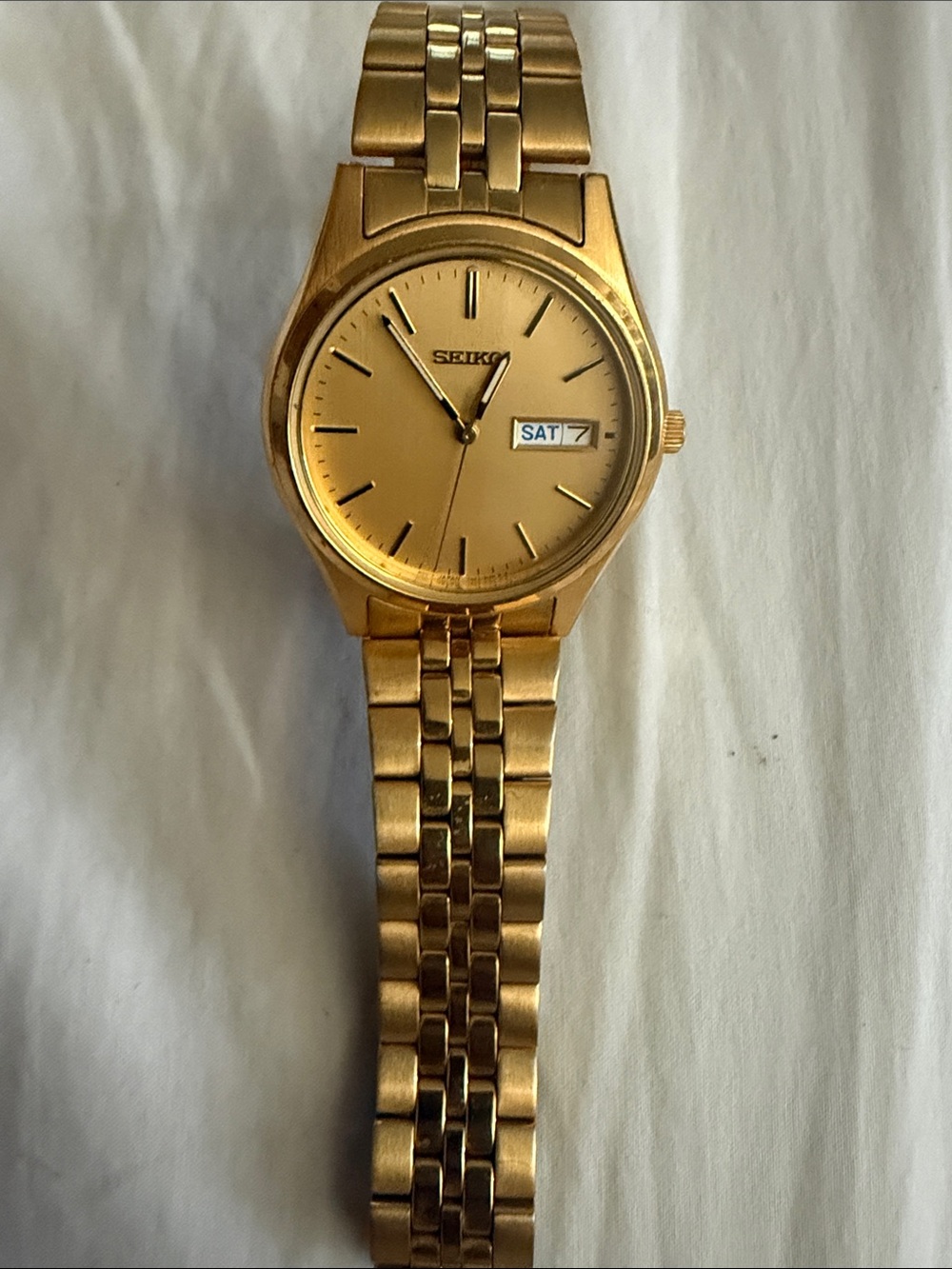 Vintage Seiko Watch Day Date 7N43-9048 Gold Watch